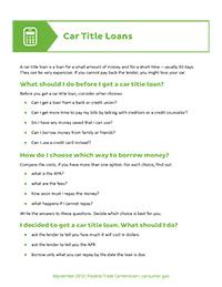 image of Car Title Loans: What to do