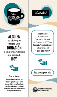 Charity Fraud (Pass It On) Bookmark (Spanish)