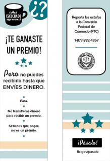 image of "You've Won" Scams Bookmark (Spanish)