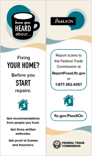 Home Repair Scams (Pass It On) Bookmark