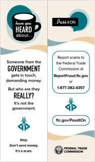 Government Impersonator Scams (Pass It On) Bookmark